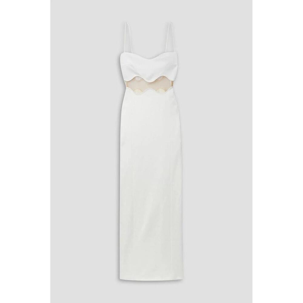 Galvan London Isola Bella Dress White Mesh Cutout Column Gown 40 US 8 Viscose - Picture 4 of 11